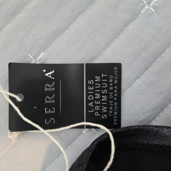 Serra shiny black one piece swimsuit szL - Picture 4 of 6